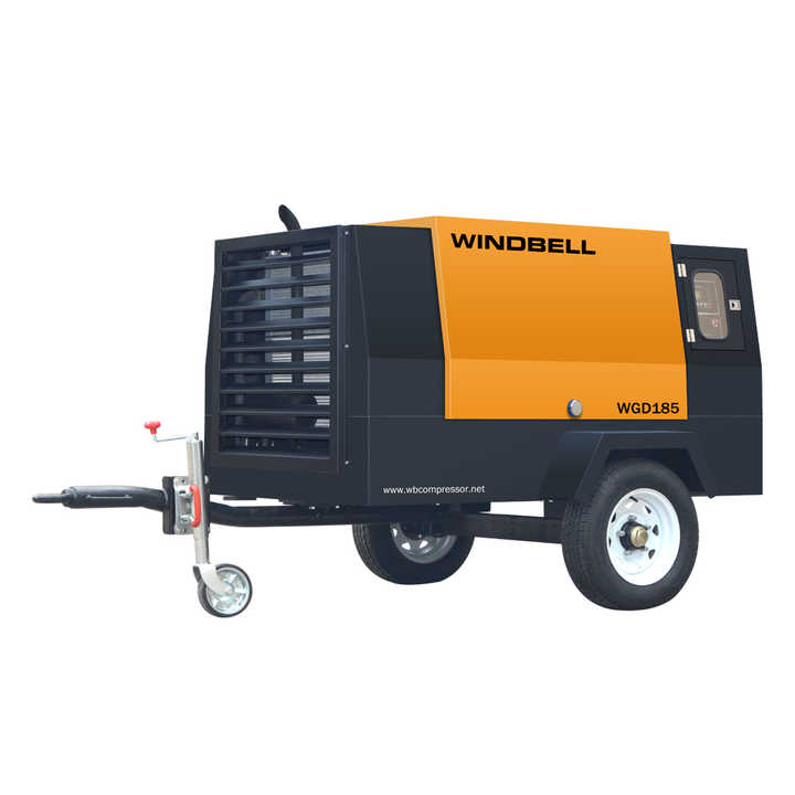 7bar 8bar 10bar 375cfm Air Compressor 185cfm Diesel Portable Engine Air Compressor with Jack Hammer